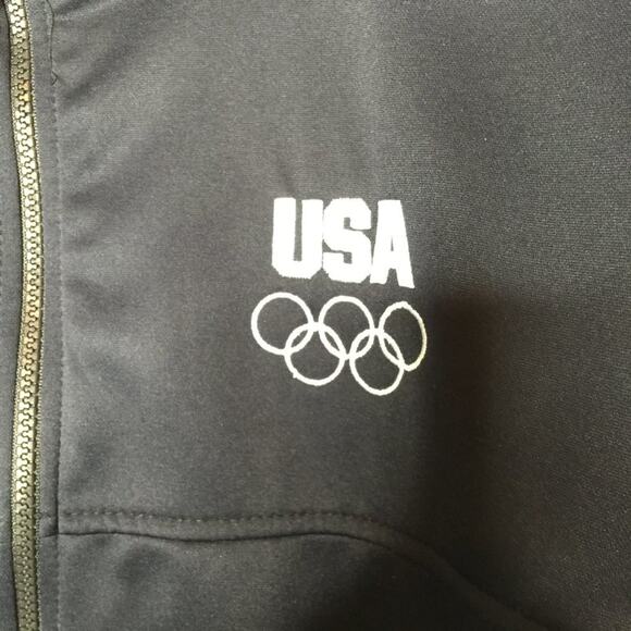 USA Olympic Committee Men's Track Jacket Long Sleeve Full Zip Solid Black Large - Picture 2 of 7